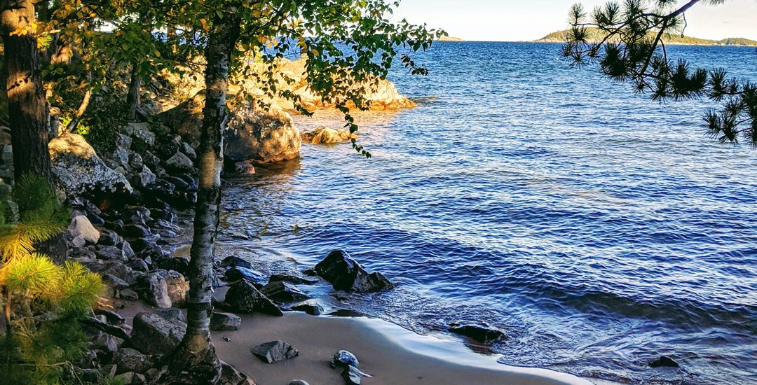 View of Lake Superior Shore at Wetmore Landing Hike Trail
