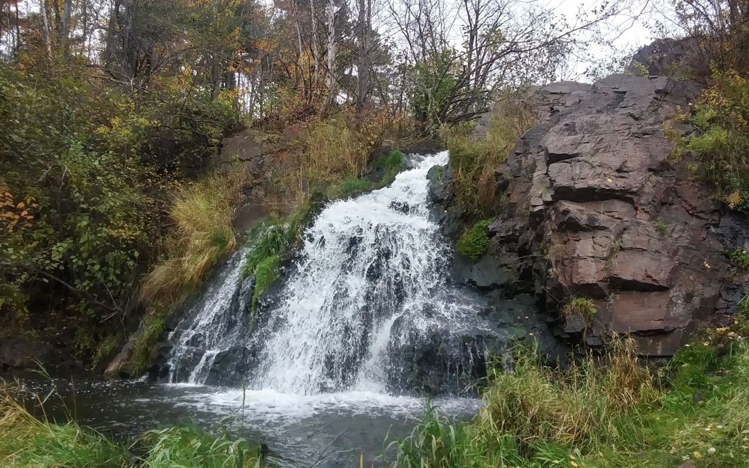 Front view of Warner falls in Marquette
